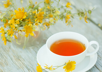 ティータイム　花　工芸茶　ティーパーティー　お茶会