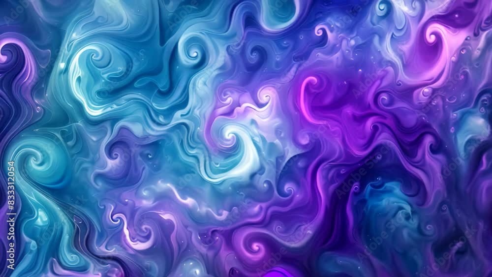 Poster a dynamic blend of blue and purple swirls creating a mesmerizing pattern, a psychedelic pattern of s