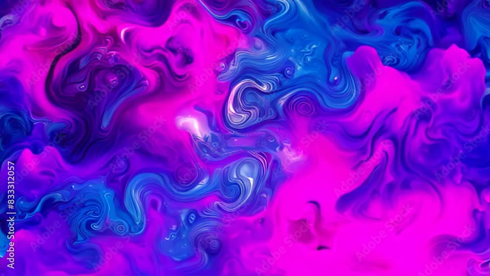 Poster psychedelic swirls of blue and purple colors create a captivating pattern in this vibrant background