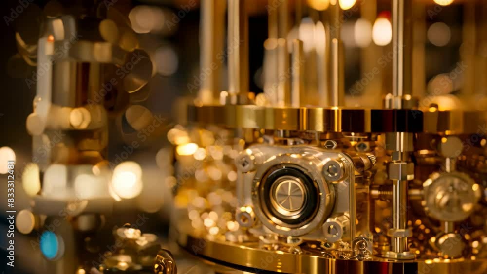 Poster detailed view of a metal clock displaying time in a close-up shot, a quantum computer that challenge