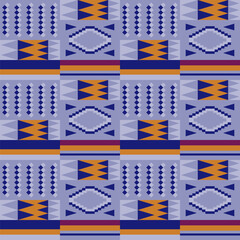 Kente cloth. African textile. Ethnic seamless pattern. Tribal geometric print.