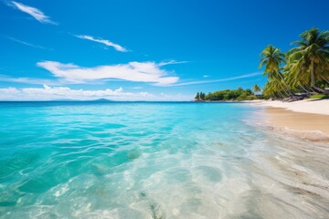 Fototapeta premium Serene Blue Sea and Tropical Sky Generative AI