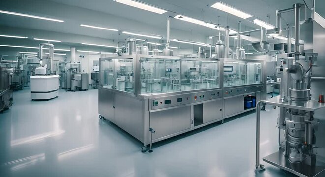 Biopharmaceutical manufacturing process room with bioreactor