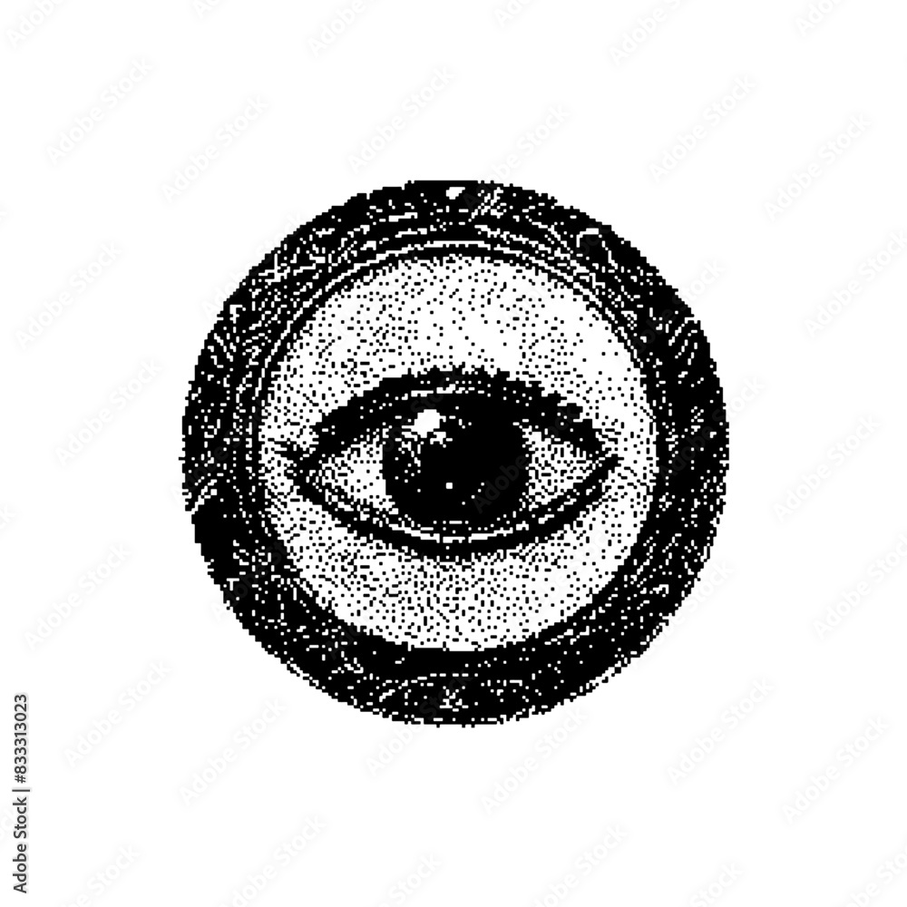 Poster ancient eye dithering bitmap vector