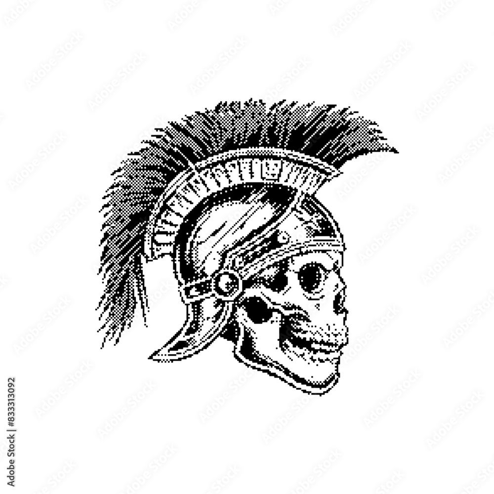 Poster gladiator skull dithering bitmap vector