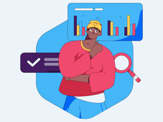 Flat vector illustration of business people operating work scene
