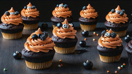Babeczki halloweenowe, halloween cupcakes, słodycze, ciastka na halloween