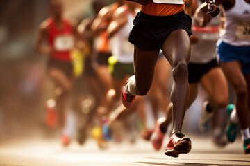 Fototapeta premium Running marathon outdoor. Generative AI