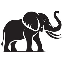 Fototapeta premium Elephant silhouette vector art white background