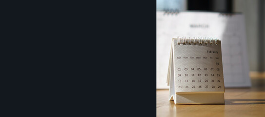 Calendar desk placed on business table. Desktop Calender for Planner to plan agenda, timetable,...