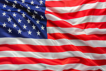 Fototapeta premium Smoothly flowing vermilion American flag, suitable for lively and striking visual content.