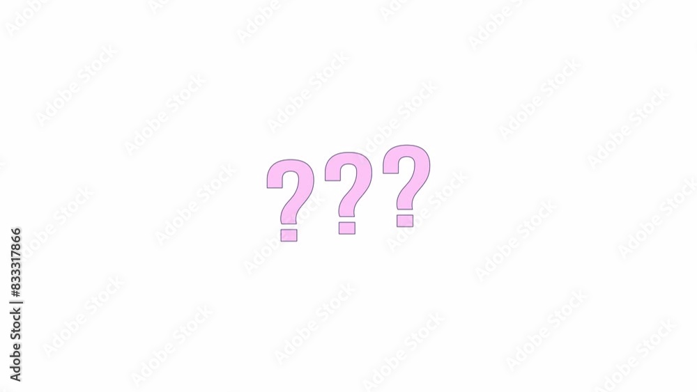 Poster bouncing question marks line 2d objects animation. searching answer with technical support flat colo