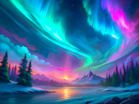 A magical moment view of the Aurora Borealis