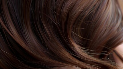 Naklejka premium Close-up of smooth, natural brown hair.