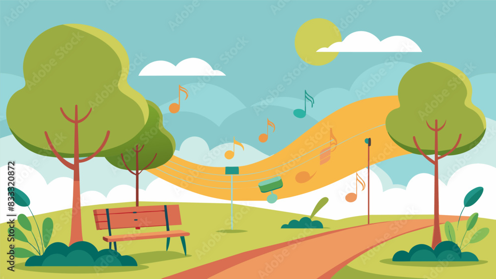 Aufkleber the soft breeze carrying the sweet notes of the orchestras strings throughout the park.. vector illu