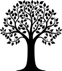 Fototapeta premium Big tree silhouette in black color. Vector template illustration design.