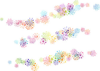 Fireworks wavy divider. Design element from explosion flashes. Decoration for festival, holiday and events.