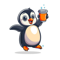 penguin cartoon with a background
