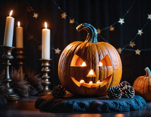 Obraz premium Halloweenowe ozdoby, dynie halloween, Halloween pumpkin