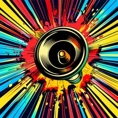 Art of a speaker explosion in a comic book style