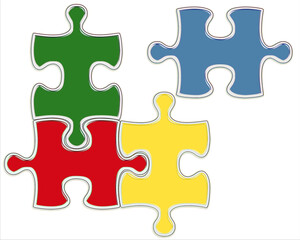 Pièces de puzzle, fond blanc 