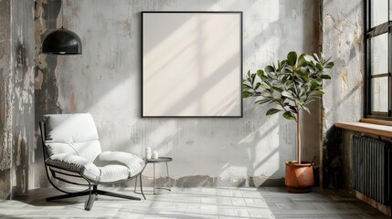 Frame mockup, a modern loft featuring this imaginative quote, blending urban chic with intellectual curiosity