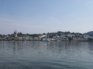 Obraz premium Townscape and lake of European Lucerne city in Switzerland