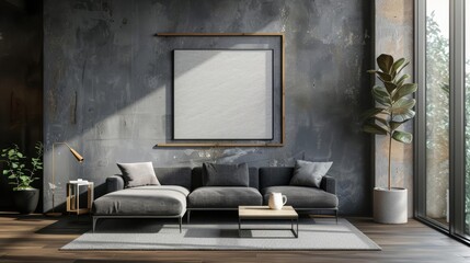 Frame mockup, with an inspiring message reimagined to fuel creativity in a contemporary living room
