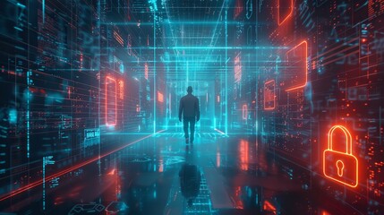 Fototapeta premium Data Privacy Protection: Safeguarding Digital Information in the Age of Cyber Threats