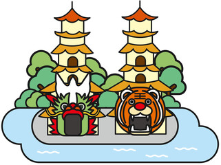 Taiwan attractions- Dragon and Tiger Pagodas in Kaohsiung