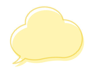 イラスト素材：ストライプ柄　太枠線　雲型　吹き出し　黄色