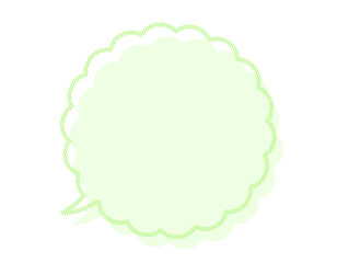 イラスト素材：ストライプ柄　太枠線　雲型　吹き出し　黄緑