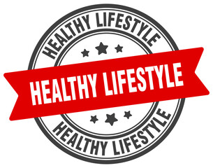 healthy lifestyle stamp. healthy lifestyle label on transparent background. round sign