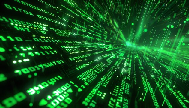 Binary code. Green digital background. Matrix.