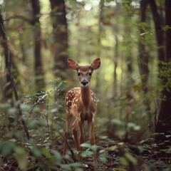 curious deer in forest