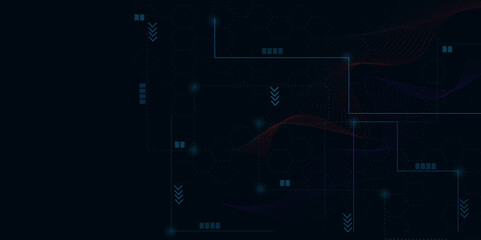 Fototapeta premium Blue data matrix simulation digital line and grid technology with futuristic HUD screen on blue background and vertical video abstract background concept. Technology blue background.