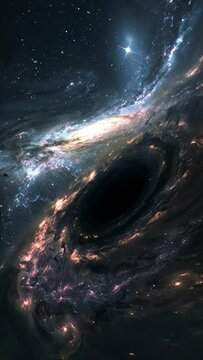 A mesmerizing depiction of a black hole surrounded by swirling galaxies and stars, showcasing the breathtaking beauty of space