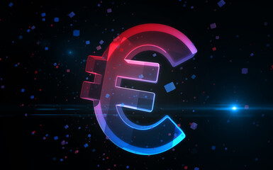 Euro symbol glass 3d object