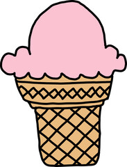 Hand drawn ice cream clip art illustration isolated
