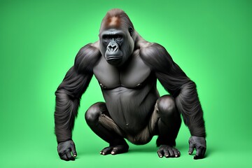 Gorilla on Green Screen Background
