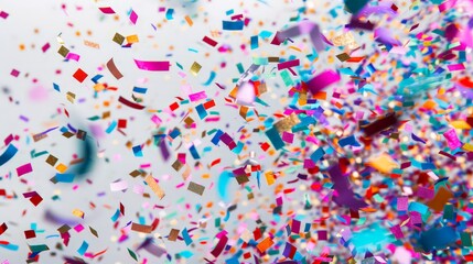 Fototapeta premium The fun of a surprise confetti bomb during a virtual party, bringing a burst of color to the online celebration.