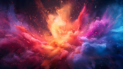 Obraz premium An abstract background with vibrant, explosive bursts of color. Use a range of bright hues and dynamic shapes to create a sense of energy and motion, as if capturing the moment of a fireworks d