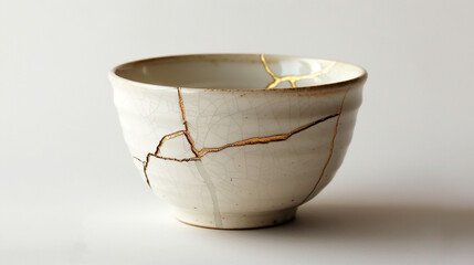 Kintsugi Golden repair plate and cups 金継ぎされているお皿  [Generative AI]