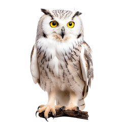 Naklejka premium a white owl with yellow eyes
