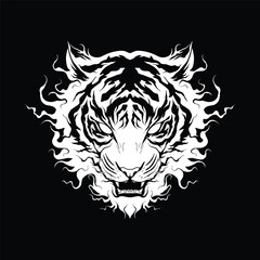 Scary tiger head illustration vector