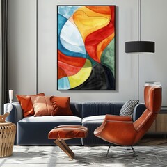 modern living room with abstract art