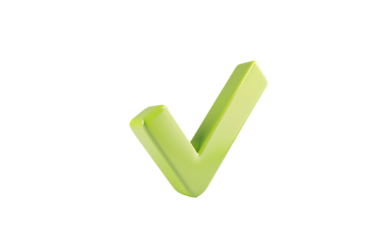 a green check mark on a white surface