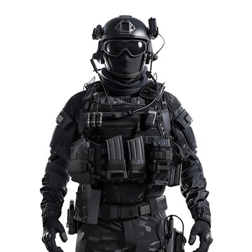 Elite Soldier in Tactical Gear on a Transparent Background