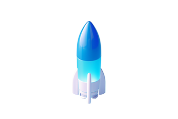 a blue and white rocket