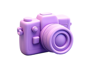 a purple camera with a large lens